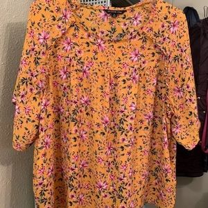 Zac & Rachel Yellow Floral Georgette Top! 3X